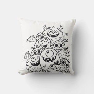 Mottoartecknen i Cute tecknad monster illustration Kudde