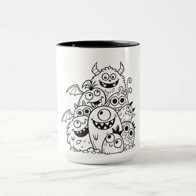 Mottoartecknen i Cute tecknad monster illustration Mugg (Center)