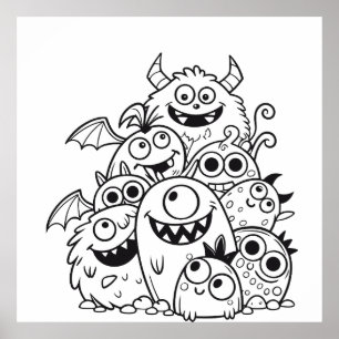 Mottoartecknen i Cute tecknad monster illustration Poster