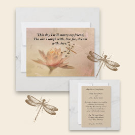 Mottonfly och Vatten Lily Bröllopedation Inbjudningar