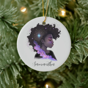 Moukling Afro Woman Julgransprydnad Keramik
