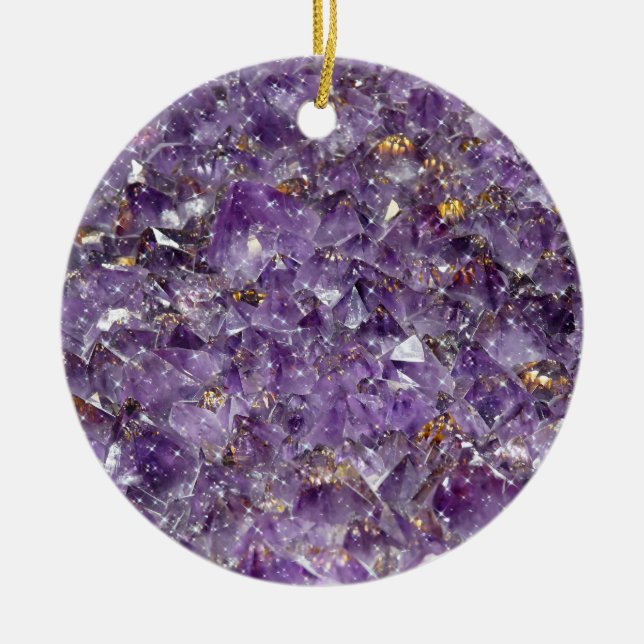 Moukling Amethyst Crystal Gem - Lila Geode Julgransprydnad Keramik (Framsidan)