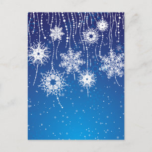 Moukling Dangling Snöflingor på Blue Vykort