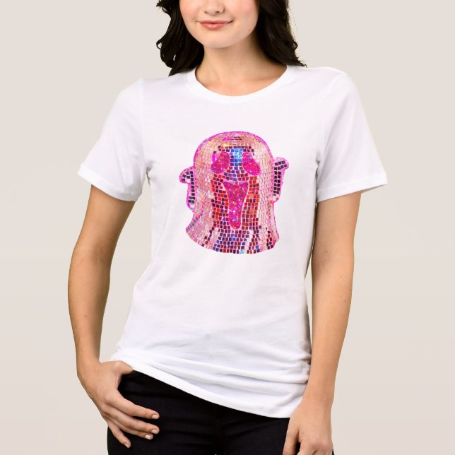 Moukling Disco Ghost - Retro Halloween Sequin Des T Shirt (Framsida)