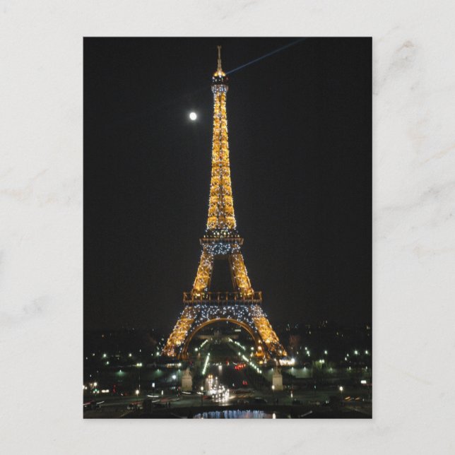 Moukling Eiffel Torn vid Moonlight Postcard Vykort (Framsida)
