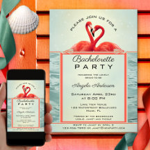 Moukling Flamingo Bachelorette Party bjudande in