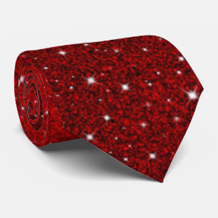 Moukling Red Glitter & Stars Elegant Neck Tie Slips
