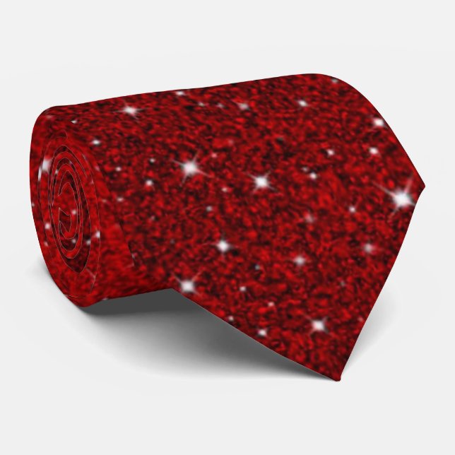 Moukling Red Glitter & Stars Elegant Neck Tie Slips (Rullad)
