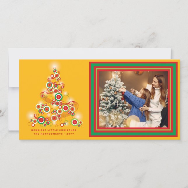 Moukling Red Grönt Abstrakt Julgran Photo Julkort (Framsida)