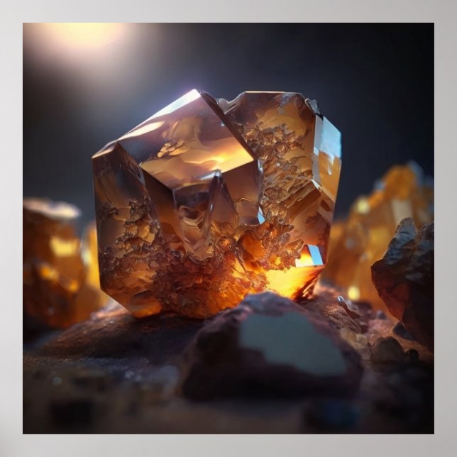 Moukling Topaz Gemstone, Macro Detail Poster (Framsidan)