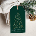 Moukling Winter Gräs God jul Presentetikett<br><div class="desc">Moderna märkre och eleganter med helgdag som ger en snöfaux-folie av guld-folie av typen gräs träd med mörk grönt bakgrund (eller färg efter eget val). "God jul" visas i ett vitt,  modernt serif-teckensnitt med namnet eller anpassningsbarna nedan.</div>
