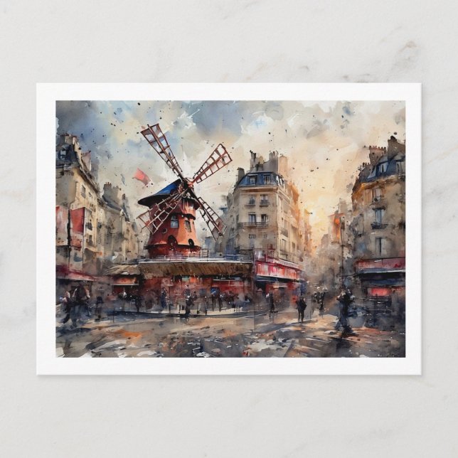 Moulin Rouge på parisiska gatan,  Vykort (Framsida)