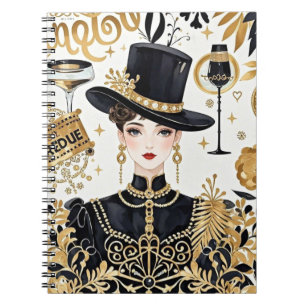 Moulin rouge stil, Black and guld, Rik lyxury Anteckningsbok