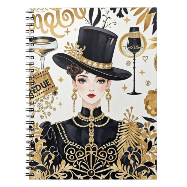 Moulin rouge stil, Black and guld, Rik lyxury Anteckningsbok (Framsidan)