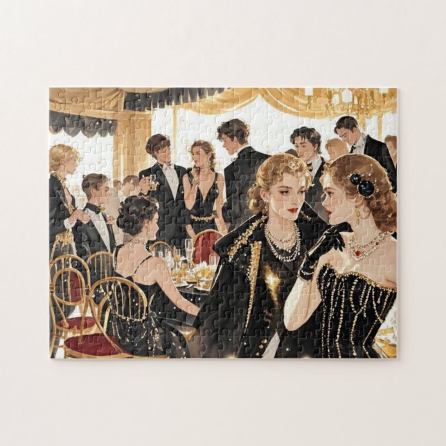 Moulin rouge stil, Black and guld, Rik lyxury Pussel (Horisontell)