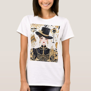 Moulin rouge stil, Black and guld, Rik lyxury T Shirt