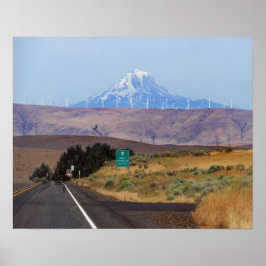 Mount Adams och Vind Turbines, Oregon Poster