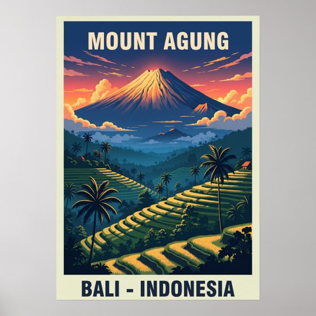 Mount Agung Bali Indonesien V03 Poster (Framsidan)