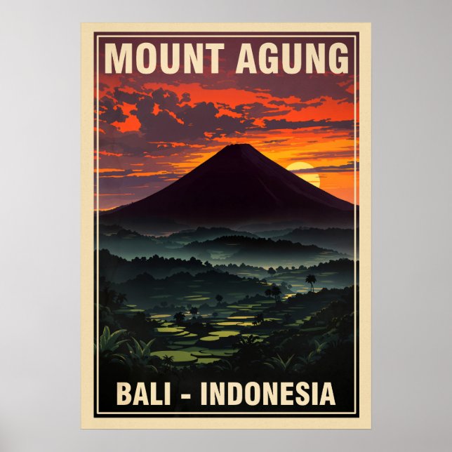 Mount Agung Bali Indonesien V05 Poster (Framsidan)
