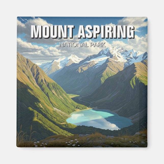 Mount Aspiring nationalpark New Zealand Travel Magnet (Framsidan)