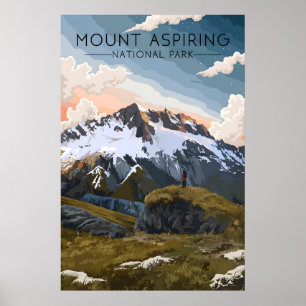 Mount Aspiring nationalpark Nya Zeeland Resa Poster