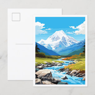Mount Aspiring New Zealand vintage resor Vykort
