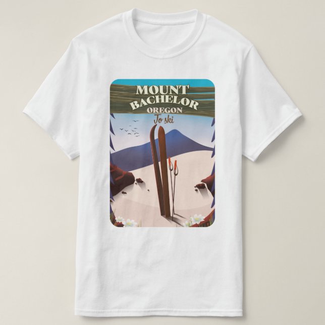 Mount Bachelor Oregon skid rekreationsaffisch T Shirt (Design framsida)