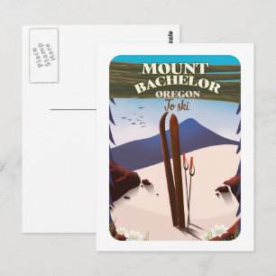 Mount Bachelor Oregon skidåkningsresaffisch Vykort