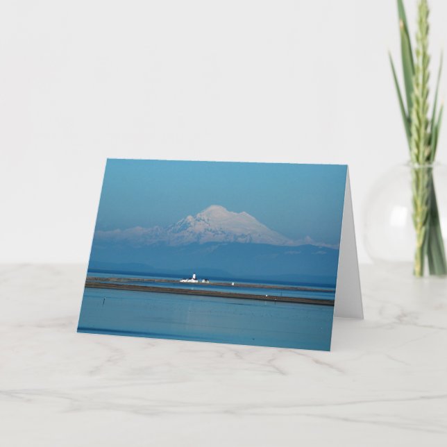 Mount Baker och Dungeness Lighthouse - framskjuten Kort (Framsida)