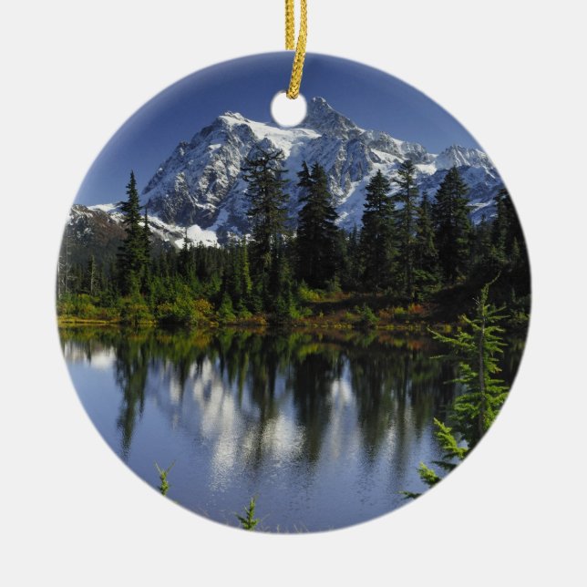 Mount Baker-Snoqualmie nationalskog Julgransprydnad Keramik (Framsidan)