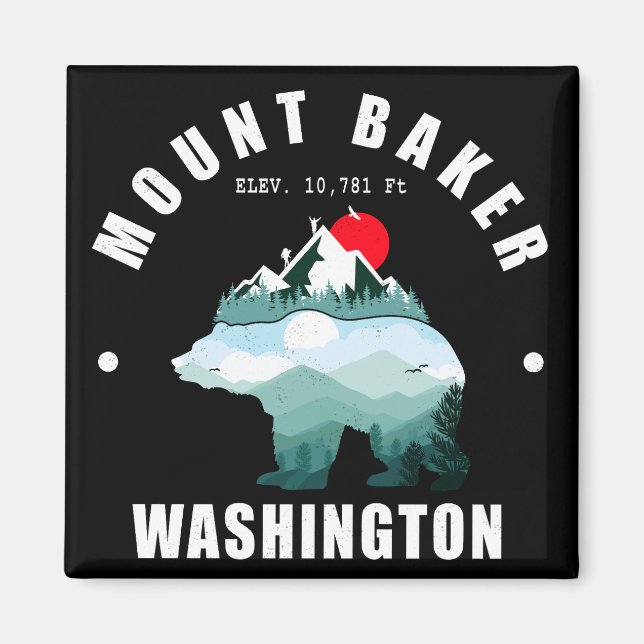 Mount Baker Washington Bear Mountains Ski Magnet (Framsidan)
