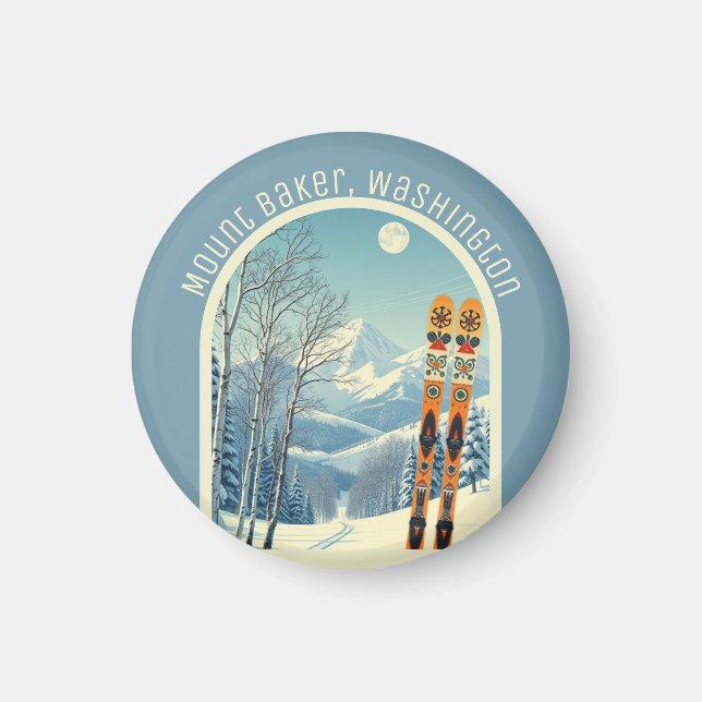 Mount Baker Washington Cascades ski souvenir  Magnet (Framsidan)