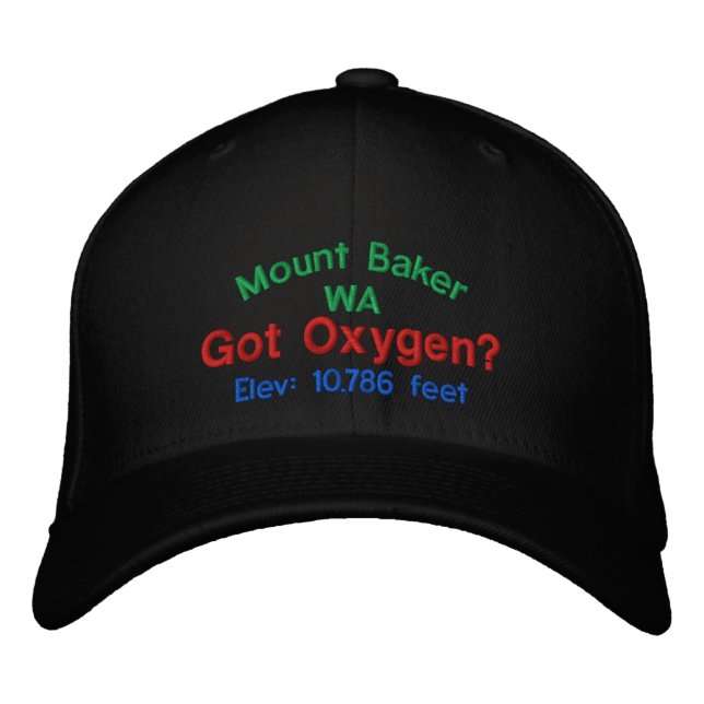 Mount Baker Washington Elevation Cap Broderad Keps (Framsida)