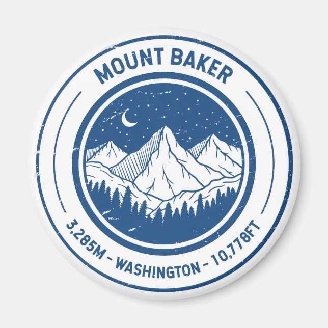Mount Baker Washington Hiking Skiing Travel Magnet (Framsidan)