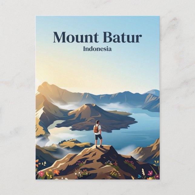 Mount Batur Indonesien Vykort (Framsida)