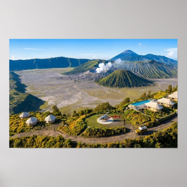 Mount Bromo Flygfotovoltaik Luxuöst Väggkonst (Framsidan)