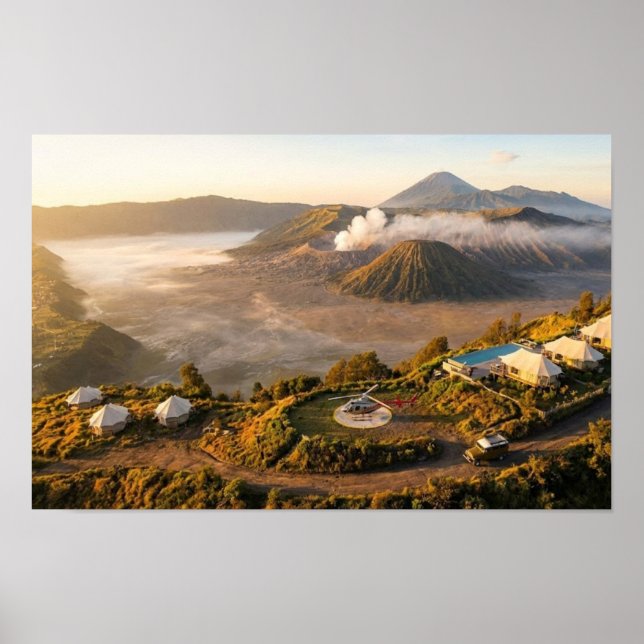 Mount Bromo Sunrise Aerial Volcano Luxury Wall Art Poster (Framsidan)