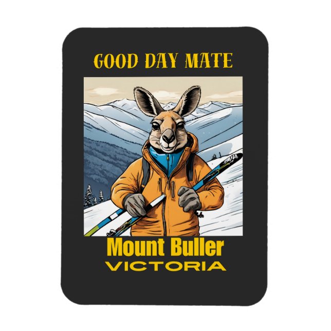 Mount Buller Australia Kangaroo Skier Magnet (Vertikal)