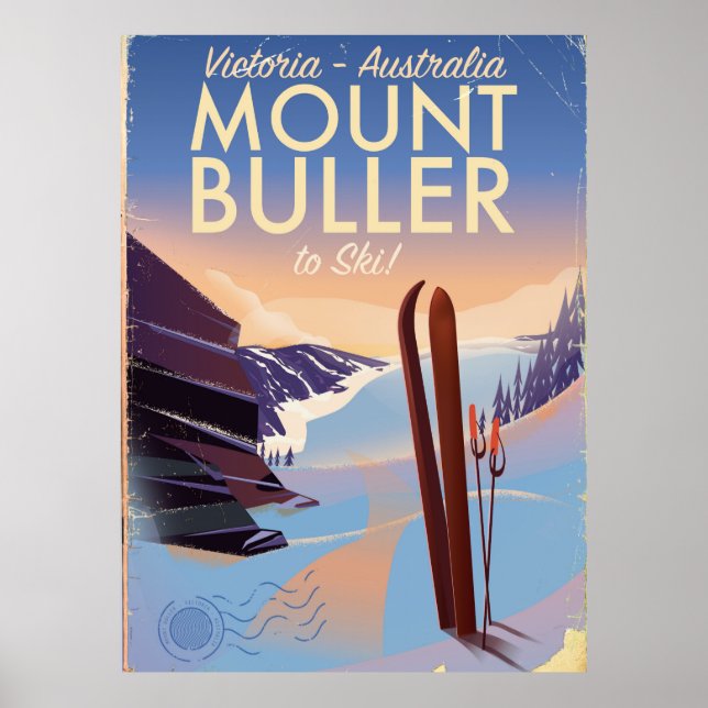 Mount Buller Australia vintage Ski poster (Framsidan)