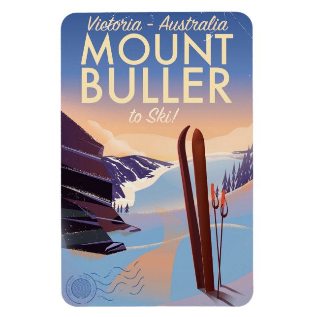 Mount Buller Australia vintage Ski poster Magnet (Vertikal)