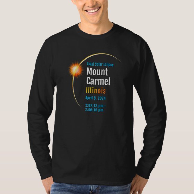 Mount Carmel Illinois Il Total solförmörkelse 2024 T Shirt (Framsida)