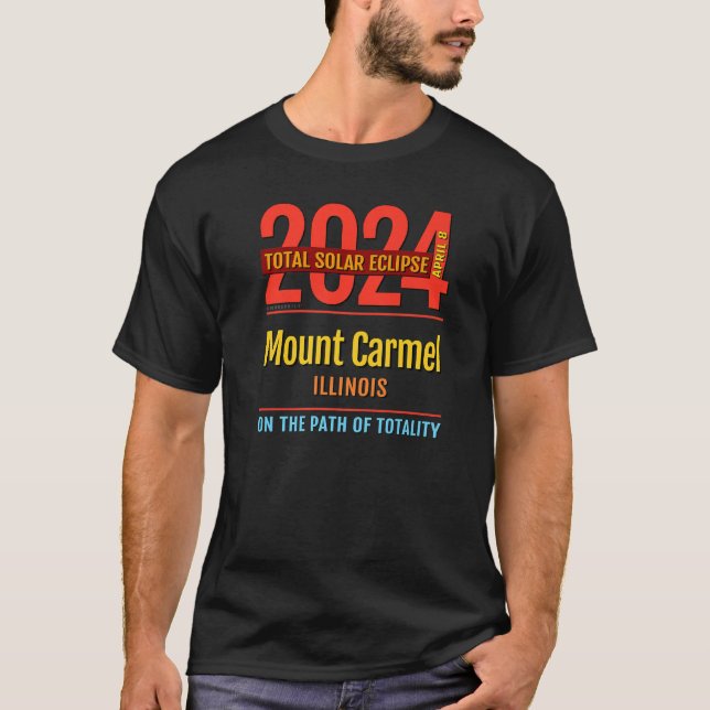 Mount Carmel Illinois IL Total solförmörkelse 2024 T Shirt (Framsida)