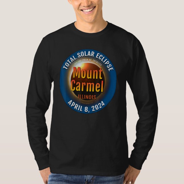 Mount Carmel Illinois IL Total solförmörkelse 2024 T Shirt (Framsida)