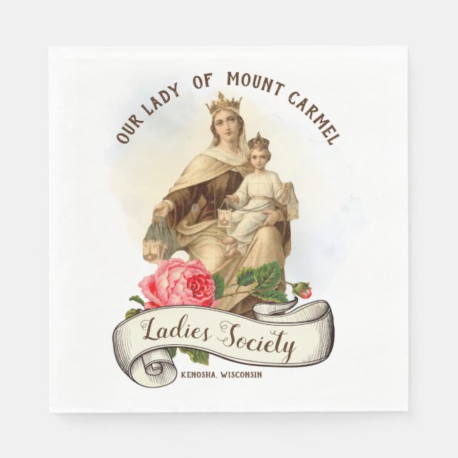 Mount Carmel Religiösa Catholique Jesus Scapular Pappersservett (Framsidan)