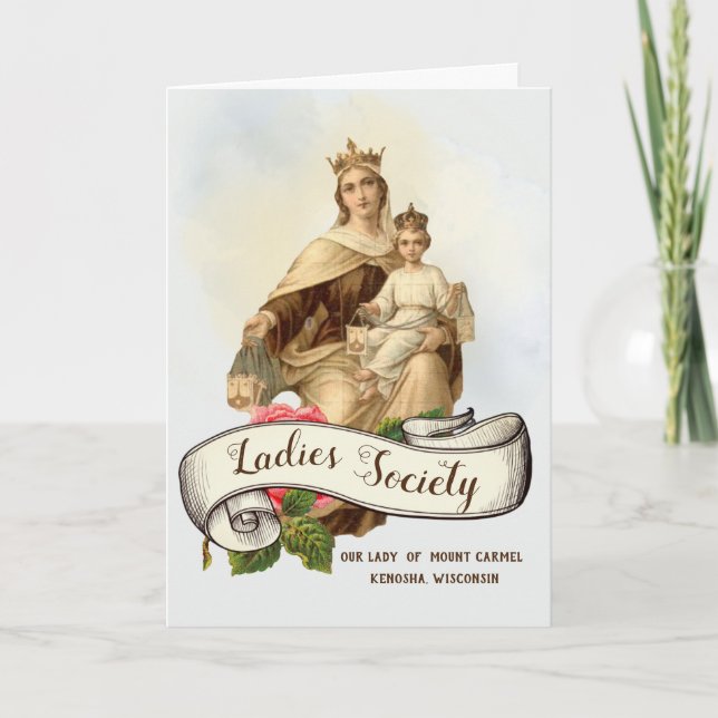 Mount Carmel Scapular Jesus katolska Vintage Kort (Framsida)
