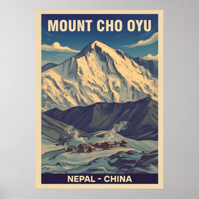 Mount Cho Oyu Nepal-Kina V01 Poster (Framsidan)