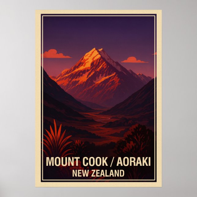 Mount Cook (Aoraki) Nya Zeeland V04 Poster (Framsidan)