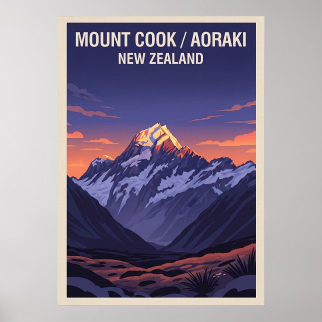 Mount Cook (Aoraki) Nya Zeeland V05 Poster (Framsidan)