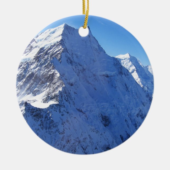 Mount Cook (Aoraki) Peak, Nya Zeeland Julgransprydnad Keramik (Framsidan)