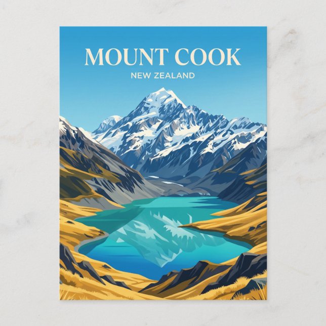 Mount Cook nationalpark Nya Zeeland Vykort (Framsida)
